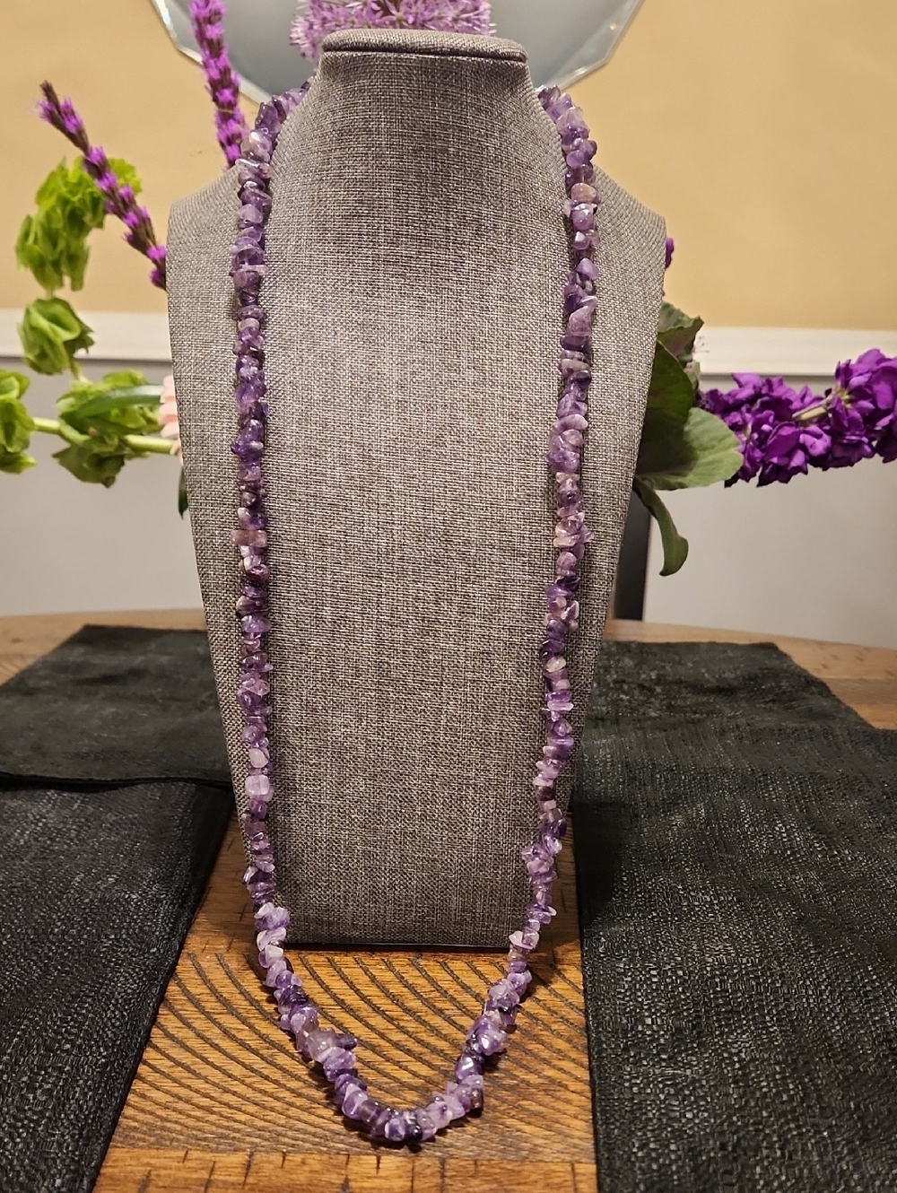 Amethyst Chip Bead Long Necklace